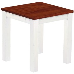 Esstisch 73x73 Rio Classico Mahagoni Weiss massiver Pinien Holztisch - vorgerichtet für Ansteckplatten - Tisch ausziehbar