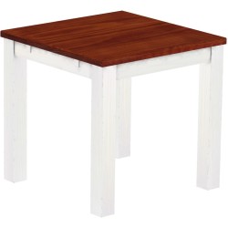 Esstisch 80x80 Rio Classico Mahagoni Weiss massiver Pinien Holztisch - vorgerichtet für Ansteckplatten - Tisch ausziehbar