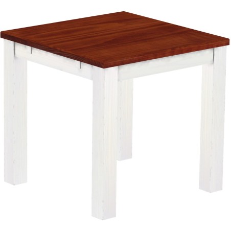 Esstisch 80x80 Rio Classico Mahagoni Weiss massiver Pinien Holztisch - vorgerichtet für Ansteckplatten - Tisch ausziehbar