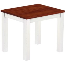 Esstisch 90x73 Rio Classico Mahagoni Weiss massiver Pinien Holztisch - vorgerichtet für Ansteckplatten - Tisch ausziehbar