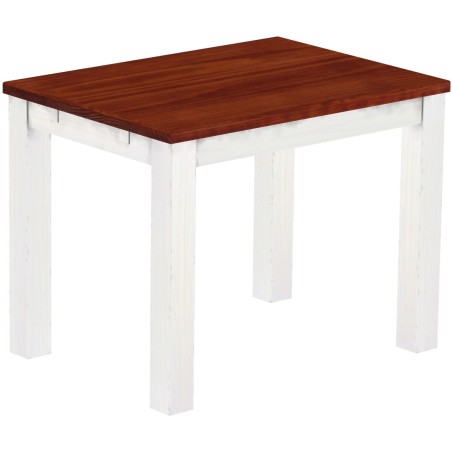 Esstisch 100x73 Rio Classico Mahagoni Weiss massiver Pinien Holztisch - vorgerichtet für Ansteckplatten - Tisch ausziehbar