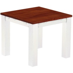 Esstisch 90x90 Rio Classico Mahagoni Weiss massiver Pinien Holztisch - vorgerichtet für Ansteckplatten - Tisch ausziehbar
