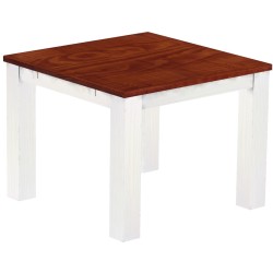 Esstisch 100x100 Rio Classico Mahagoni Weiss massiver Pinien Holztisch - vorgerichtet für Ansteckplatten - Tisch ausziehbar