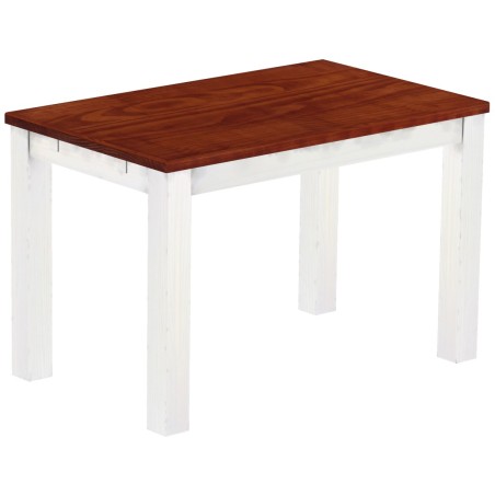 Esstisch 120x73 Rio Classico Mahagoni Weiss massiver Pinien Holztisch - vorgerichtet für Ansteckplatten - Tisch ausziehbar