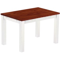 Esstisch 120x80 Rio Classico Mahagoni Weiss massiver Pinien Holztisch - vorgerichtet für Ansteckplatten - Tisch ausziehbar