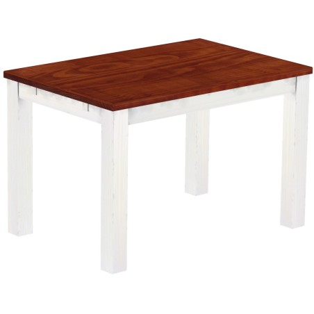 Esstisch 120x80 Rio Classico Mahagoni Weiss massiver Pinien Holztisch - vorgerichtet für Ansteckplatten - Tisch ausziehbar