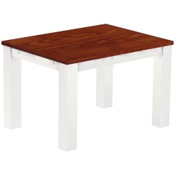 Esstisch 120x90 Rio Classico Mahagoni Weiss massiver Pinien Holztisch - vorgerichtet für Ansteckplatten - Tisch ausziehbar