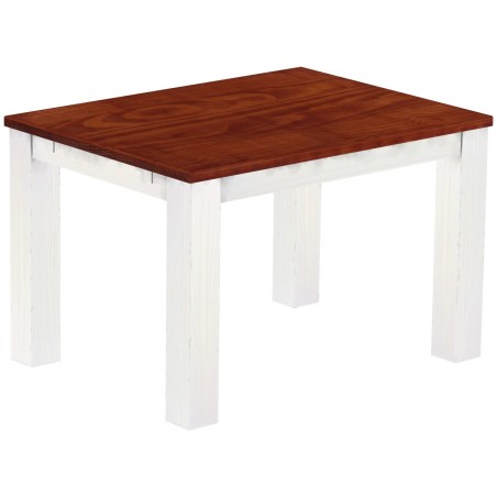 Esstisch 120x90 Rio Classico Mahagoni Weiss massiver Pinien Holztisch - vorgerichtet für Ansteckplatten - Tisch ausziehbar