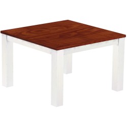 Esstisch 120x120 Rio Classico Mahagoni Weiss massiver Pinien Holztisch - vorgerichtet für Ansteckplatten - Tisch ausziehbar
