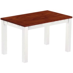 Esstisch 130x80 Rio Classico Mahagoni Weiss massiver Pinien Holztisch - vorgerichtet für Ansteckplatten - Tisch ausziehbar
