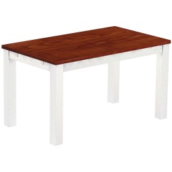 Esstisch 140x80 Rio Classico Mahagoni Weiss massiver Pinien Holztisch - vorgerichtet für Ansteckplatten - Tisch ausziehbar