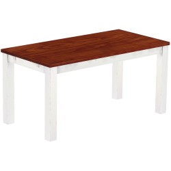 Esstisch 160x80 Rio Classico Mahagoni Weiss massiver Pinien Holztisch - vorgerichtet für Ansteckplatten - Tisch ausziehbar