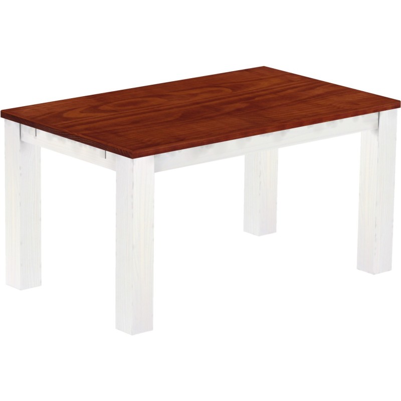 Esstisch 150x90 Rio Classico Mahagoni Weiss massiver Pinien Holztisch - vorgerichtet für Ansteckplatten - Tisch ausziehbar