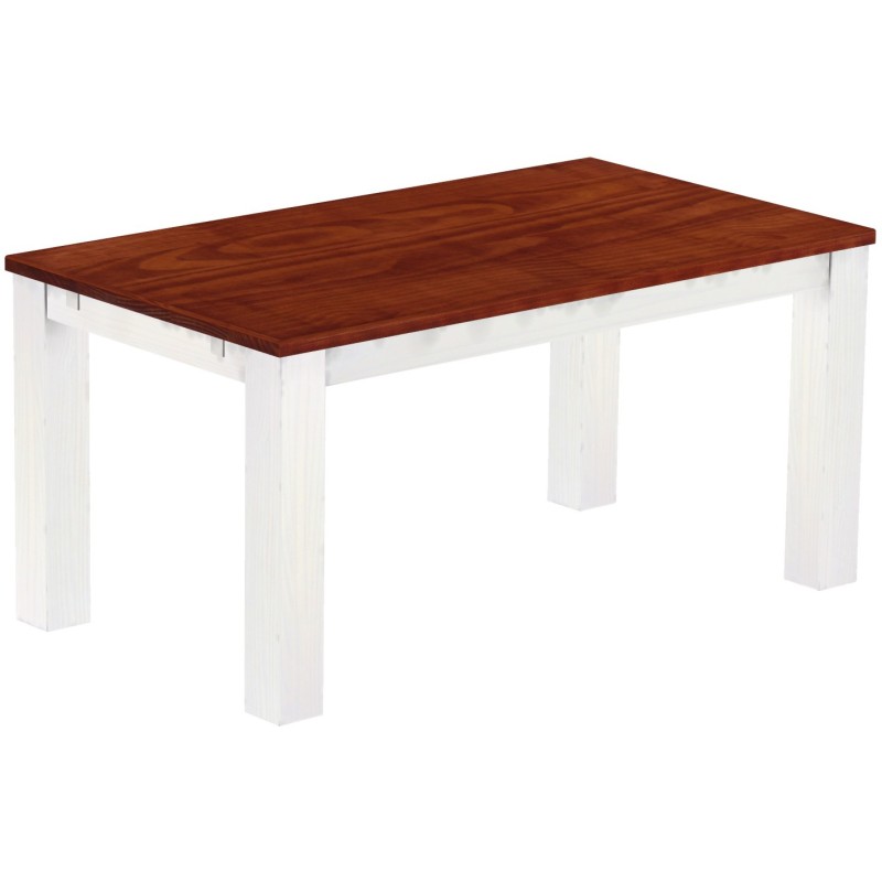 Esstisch 160x90 Rio Classico Mahagoni Weiss massiver Pinien Holztisch - vorgerichtet für Ansteckplatten - Tisch ausziehbar