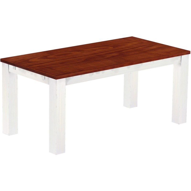 Esstisch 180x90 Rio Classico Mahagoni Weiss massiver Pinien Holztisch - vorgerichtet für Ansteckplatten - Tisch ausziehbar