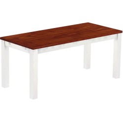Esstisch 180x80 Rio Classico Mahagoni Weiss massiver Pinien Holztisch - vorgerichtet für Ansteckplatten - Tisch ausziehbar