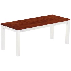 Esstisch 200x80 Rio Classico Mahagoni Weiss massiver Pinien Holztisch - vorgerichtet für Ansteckplatten - Tisch ausziehbar