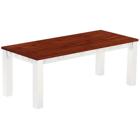Esstisch 208x90 Rio Classico Mahagoni Weiss massiver Pinien Holztisch - vorgerichtet für Ansteckplatten - Tisch ausziehbar