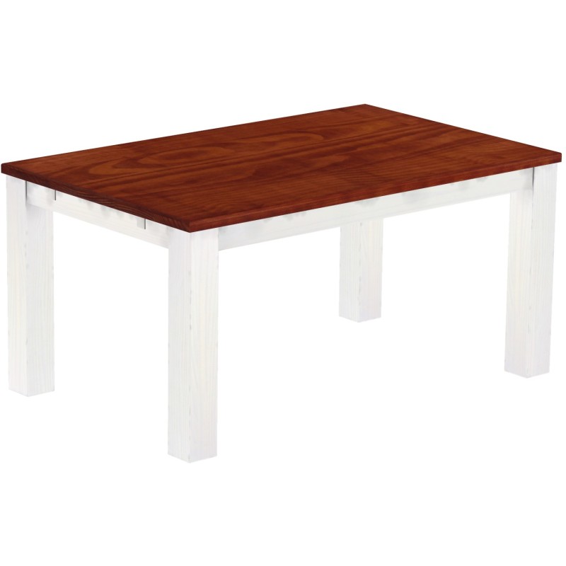 Esstisch 160x100 Rio Classico Mahagoni Weiss massiver Pinien Holztisch - vorgerichtet für Ansteckplatten - Tisch ausziehbar