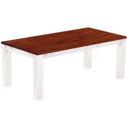 Esstisch 200x100 Rio Classico Mahagoni Weiss massiver Pinien Holztisch - vorgerichtet für Ansteckplatten - Tisch ausziehbar