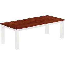 Esstisch 240x100 Rio Classico Mahagoni Weiss massiver Pinien Holztisch - vorgerichtet für Ansteckplatten - Tisch ausziehbar