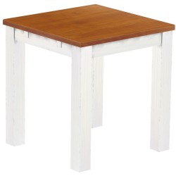 Esstisch 73x73 Rio Classico Kirschbaum Weiss massiver Pinien Holztisch - vorgerichtet für Ansteckplatten - Tisch ausziehbar