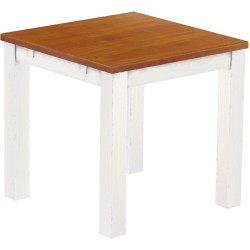 Esstisch 80x80 Rio Classico Kirschbaum Weiss massiver Pinien Holztisch - vorgerichtet für Ansteckplatten - Tisch ausziehbar