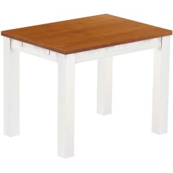 Esstisch 100x73 Rio Classico Kirschbaum Weiss massiver Pinien Holztisch - vorgerichtet für Ansteckplatten - Tisch ausziehbar