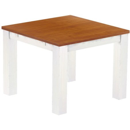 Esstisch 100x100 Rio Classico Kirschbaum Weiss massiver Pinien Holztisch - vorgerichtet für Ansteckplatten - Tisch ausziehbar