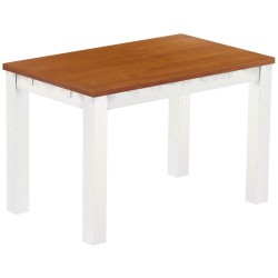 Esstisch 120x73 Rio Classico Kirschbaum Weiss massiver Pinien Holztisch - vorgerichtet für Ansteckplatten - Tisch ausziehbar