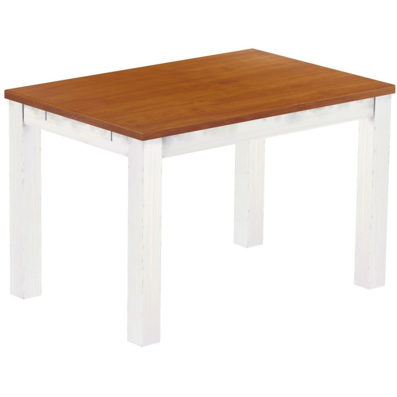Esstisch 120x80 Rio Classico Kirschbaum Weiss massiver Pinien Holztisch - vorgerichtet für Ansteckplatten - Tisch ausziehbar