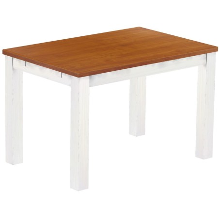 Esstisch 120x80 Rio Classico Kirschbaum Weiss massiver Pinien Holztisch - vorgerichtet für Ansteckplatten - Tisch ausziehbar