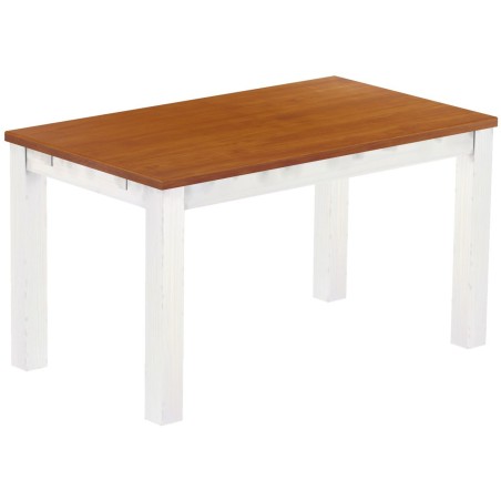 Esstisch 140x80 Rio Classico Kirschbaum Weiss massiver Pinien Holztisch - vorgerichtet für Ansteckplatten - Tisch ausziehbar
