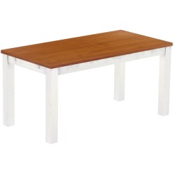 Esstisch 160x80 Rio Classico Kirschbaum Weiss massiver Pinien Holztisch - vorgerichtet für Ansteckplatten - Tisch ausziehbar