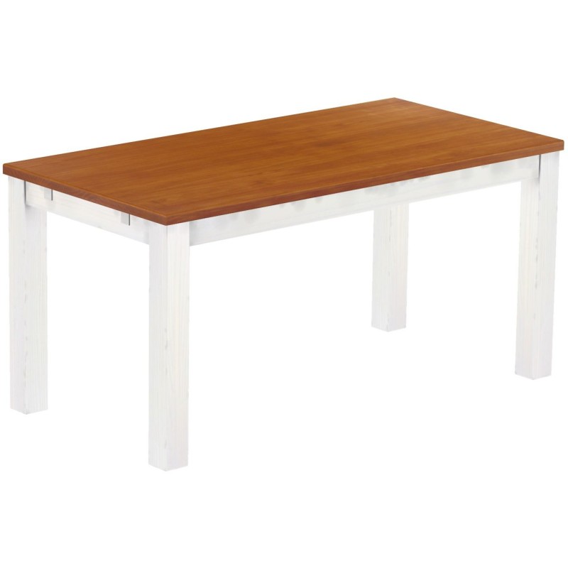 Esstisch 160x80 Rio Classico Kirschbaum Weiss massiver Pinien Holztisch - vorgerichtet für Ansteckplatten - Tisch ausziehbar