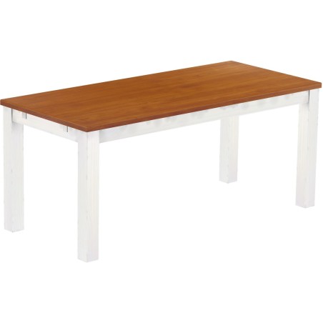 Esstisch 180x80 Rio Classico Kirschbaum Weiss massiver Pinien Holztisch - vorgerichtet für Ansteckplatten - Tisch ausziehbar