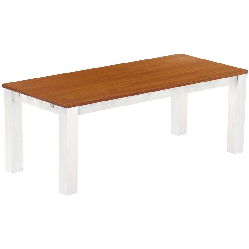 Esstisch 208x90 Rio Classico Kirschbaum Weiss massiver Pinien Holztisch - vorgerichtet für Ansteckplatten - Tisch ausziehbar