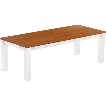 Esstisch 240x100 Rio Classico Kirschbaum Weiss massiver Pinien Holztisch - vorgerichtet für Ansteckplatten - Tisch ausziehbar