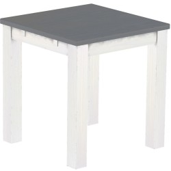Esstisch 73x73 Rio Classico Seidengrau Weiss massiver Pinien Holztisch - vorgerichtet für Ansteckplatten - Tisch ausziehbar