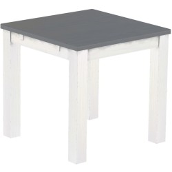 Esstisch 80x80 Rio Classico Seidengrau Weiss massiver Pinien Holztisch - vorgerichtet für Ansteckplatten - Tisch ausziehbar