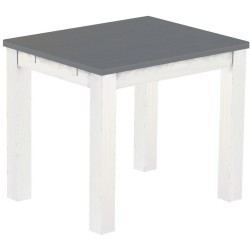 Esstisch 90x73 Rio Classico Seidengrau Weiss massiver Pinien Holztisch - vorgerichtet für Ansteckplatten - Tisch ausziehbar