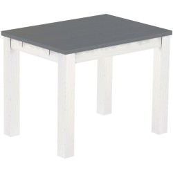 Esstisch 100x73 Rio Classico Seidengrau Weiss massiver Pinien Holztisch - vorgerichtet für Ansteckplatten - Tisch ausziehbar