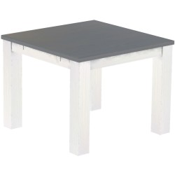 Esstisch 100x100 Rio Classico Seidengrau Weiss massiver Pinien Holztisch - vorgerichtet für Ansteckplatten - Tisch ausziehbar
