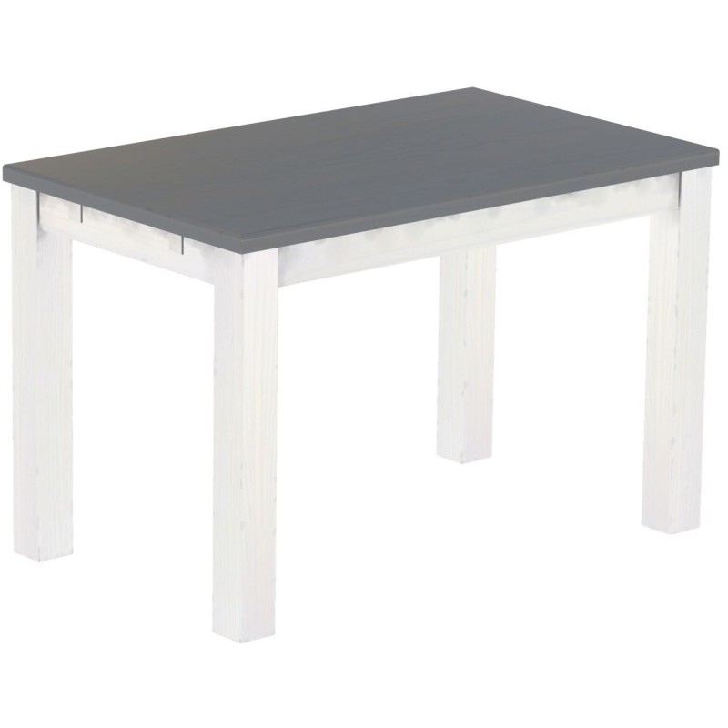 Esstisch 120x73 Rio Classico Seidengrau Weiss massiver Pinien Holztisch - vorgerichtet für Ansteckplatten - Tisch ausziehbar