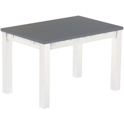 Esstisch 120x80 Rio Classico Seidengrau Weiss massiver Pinien Holztisch - vorgerichtet für Ansteckplatten - Tisch ausziehbar