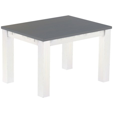 Esstisch 120x90 Rio Classico Seidengrau Weiss massiver Pinien Holztisch - vorgerichtet für Ansteckplatten - Tisch ausziehbar