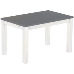 Esstisch 130x80 Rio Classico Seidengrau Weiss massiver Pinien Holztisch - vorgerichtet für Ansteckplatten - Tisch ausziehbar