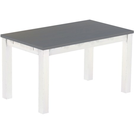 Esstisch 140x80 Rio Classico Seidengrau Weiss massiver Pinien Holztisch - vorgerichtet für Ansteckplatten - Tisch ausziehbar