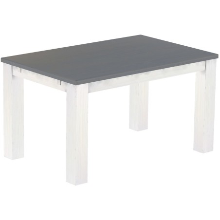 Esstisch 140x90 Rio Classico Seidengrau Weiss massiver Pinien Holztisch - vorgerichtet für Ansteckplatten - Tisch ausziehbar