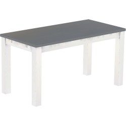 Esstisch 150x73 Rio Classico Seidengrau Weiss massiver Pinien Holztisch - vorgerichtet für Ansteckplatten - Tisch ausziehbar